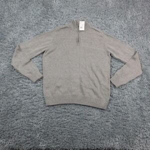 Eventide Sweater Mens Large Steel Gray 1/4 Zip Mock Neck Knit Pullover NWT